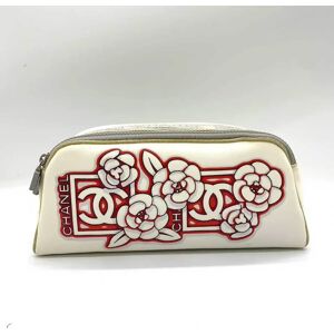 Chanel Bag Sports Line Pouch White x Gray Red Second Clutch Camellia Coco Mark Print Ladies Nylon