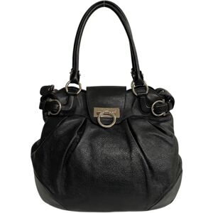 Salvatore Ferragamo Gancini Hardware Leather Genuine Handbag Mini Tote Bag Black