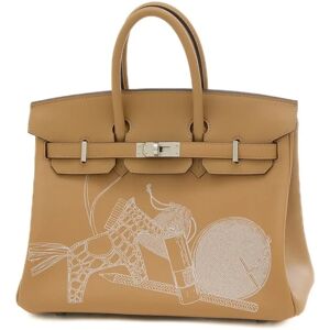 Hermes Birkin 25 Handbag In-and-Out Swift Biscuit Silver Hardware B Stamped