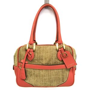 J&M DAVIDSON Mia Women's Canvas,Leather Handbag Beige,Orange