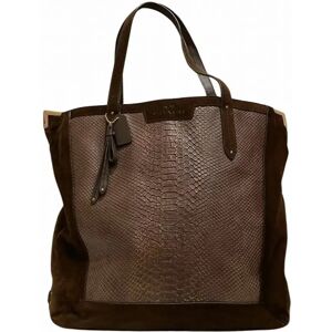 COACH F33465 Suede Leather Brown Bag Tote Unisex