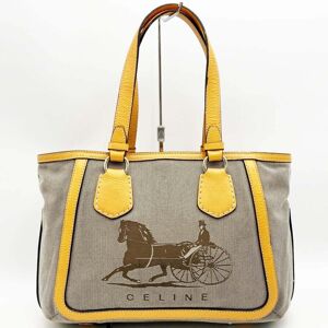 Celine Tote Bag Carriage Pattern Shoulder Gray Orange Canvas Ladies Fashion SC-ST-0097 USED