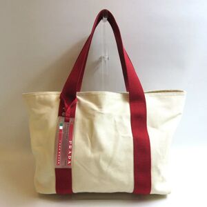 Prada Sports Canvas Tote Bag Beige Hand 4VA134