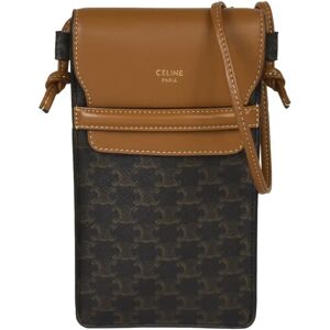 Celine Mobile Pouch Smartphone Case with Flap Triomphe Canvas Brown Shoulder Bag 10G332CQD.04LU