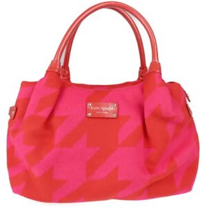 KATE SPADE spade handbag felt leather red pink tote bag