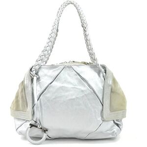 Salvatore Ferragamo Shoulder Bag Gancini Leather Silver Ladies