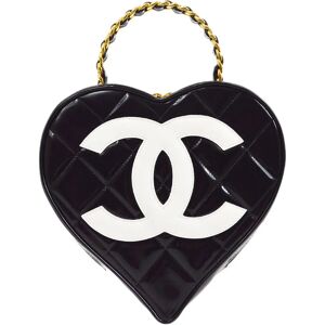 Chanel * 1995-1996 Black Patent Leather Heart Top Handle Bag 12639