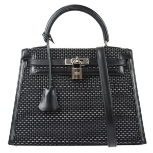 Hermes * 1999 Kelly 25 Sellier Black Metal Crinolin 68786