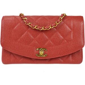 Chanel Small Diana Chain Shoulder Bag Red Caviar 78591