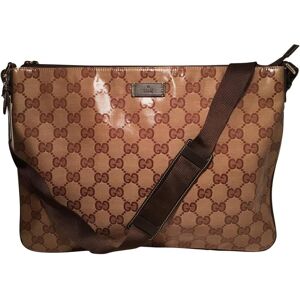 Gucci XL Coated Monogram Canvas Slim Messenger Shoulder Bag