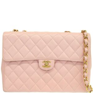 Chanel Around 2001 Made Classic Flap Chain Bag Jumbo Baby Pink