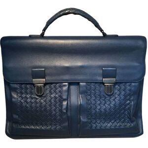 Bottega Veneta Navy Blue Leather Briefcase