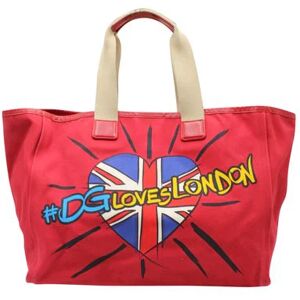 Dolce&Gabbana Canvas #Dgloveslondon Tote Bag, RED