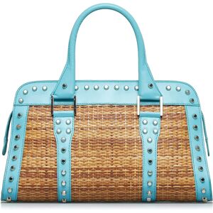 Fendi Studded Wicker Tote Brown