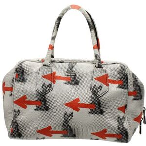 Prada Vitello Daino Rabbit Print Inside Bag In White, Black & Orange, WHITE