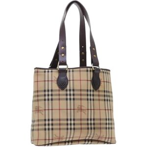 Burberry Nova Check Tote Bag PVC Leather Beige Auth 56575