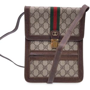 Gucci Vintage Monogram Canvas Vertical Shoulder Bag With Stripes