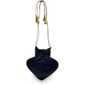 YSL YVES SAINT LAURENT Vintage Black Satin Spades Evening Drawstring Bag