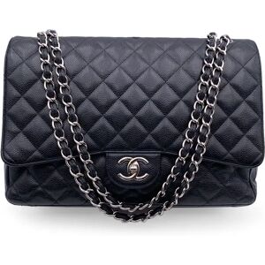 Chanel Black Quilted Caviar Maxi Timeless Classic 2.55 Double Flap Bag