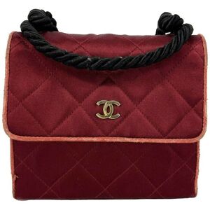 Chanel - Vintage Mini Satin Quilted Rope Shoulder Crossbody - Burgundy / Black