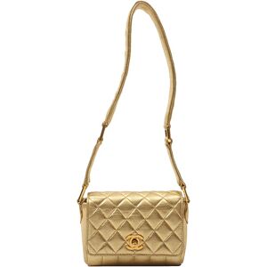 Chanel Around 1990 Made Design Stitchturn-Lock Shoulder Bag Gold