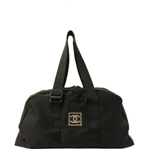 Chanel Around 2001 Made Sport Line Nylon Logo Boston Bag Black