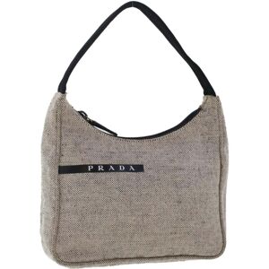 Prada Sports Hand Bag Canvas Beige Black Auth ar9973