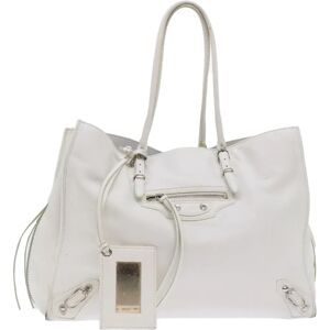 Balenciaga Paper Hand Bag Leather White 432596 Auth bs7729