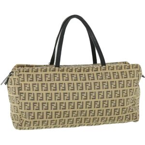 Fendi Zucchino Canvas Hand Bag Beige Auth bs8088