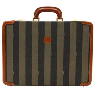 Fendi Vintage Leather & Striped Fabric Briefcase