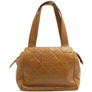 Chanel Vintage Tan Quilted Shoulder Bag, BROWN