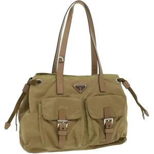 Prada Shoulder Bag Nylon Khaki Auth cl322