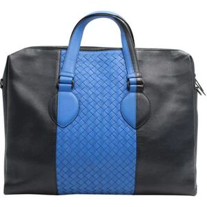 Bottega Veneta Intercciato Two-Tone Blue Handbag, BLUE