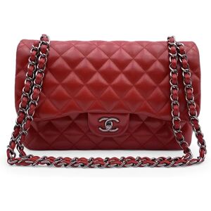 Chanel Red Quilted Jumbo Timeless Classic Shoulder Bag 30 Cm