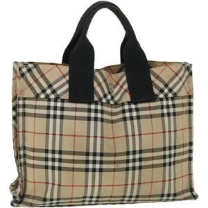 Burberry Nova Check Blue Label Hand Bag Nylon Beige Auth ep1679