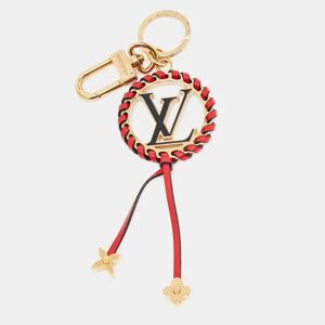 LOUIS VUITTON Gold Tone Red Leather & Enamel Logo Very Bag Charm & Key Chain