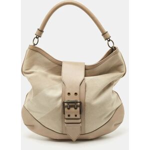 Burberry Taupe Supernova Canvas and Leather Buckle Belted Hobo