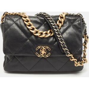 Chanel Black Quilted Leather CC Chain Link 19 Flap Bag