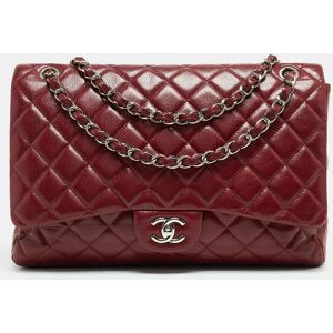 Chanel Burgundy Quilted Caviar Leather Maxi Classic Single Flap Bag