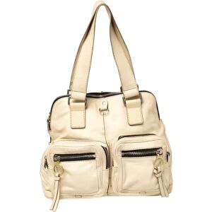 Chloe' Cream Leather Large Betty Satchel, Cream