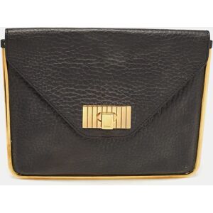 Chloe' Black Pebbled Leather Sally Envelope Clutch