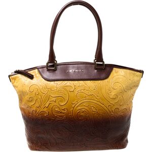 Etro Yellow/Brown Ombre Paisley Embossed Leather Zip Tote