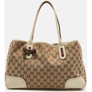 Gucci White/Beige GG Canvas and Leather Princy Tote