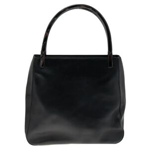 Prada Black Leather Acrylic Handle Tote, Black