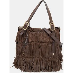 Tod's Brown Suede and Leather G-Line Frange Media Tote