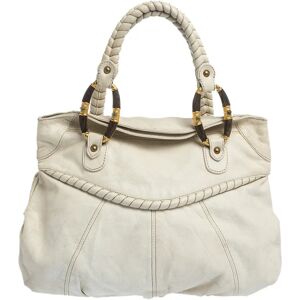 Valentino White Leather Braided Handle Hobo, White