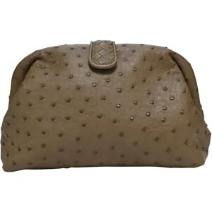 Bottega Veneta Brown ostrich leather Lauren 1980 clutch, BrownThis item has been used and may have some minor flaws. Before purchasing, please refer to the images for the exact condition of the item.