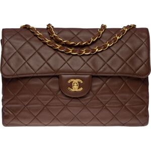 Chanel Majestic Timeless/Classic jumbo flap bag in brown quilted leather, GHW