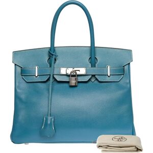 Hermes Stunning Birkin 30 handbag in Blue Jeans Epsom leather, SHW - Size: 30 x 22 x 15 cm (11.8 x 8.7 x 5.9 Inches) Reference: 100862 General condition: 6.5/10 Sold with Certificate of Authenticity issued by a judicial expert at the Appel Court of Paris,