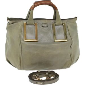 Chloe' Etel Hand Bag Leather 2way Gray 03-11-50 Auth yb181